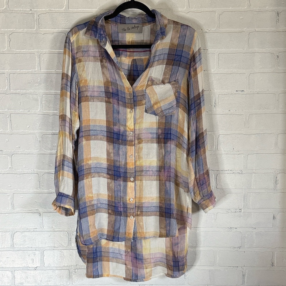 Nu Vintage flannel Buddha 100% cotton button down shirt size medium